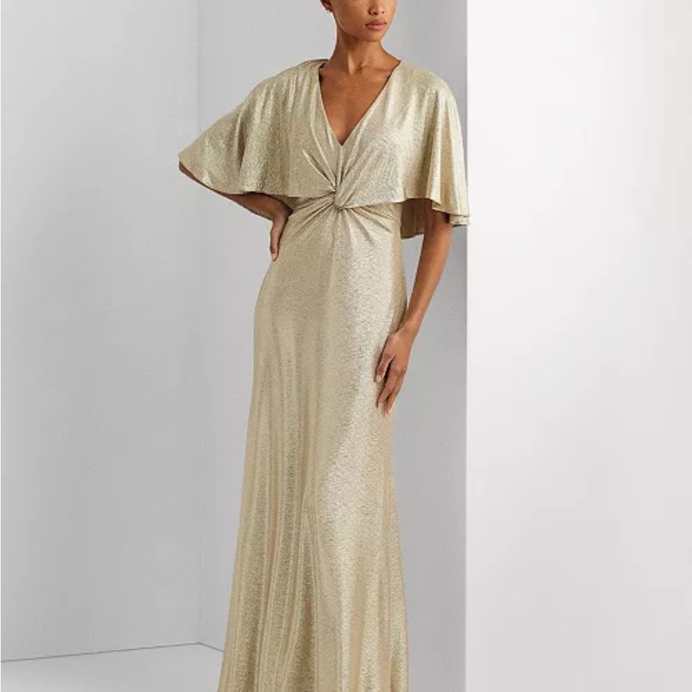 Ralph Lauren Silver/Gold Twist Front Gown